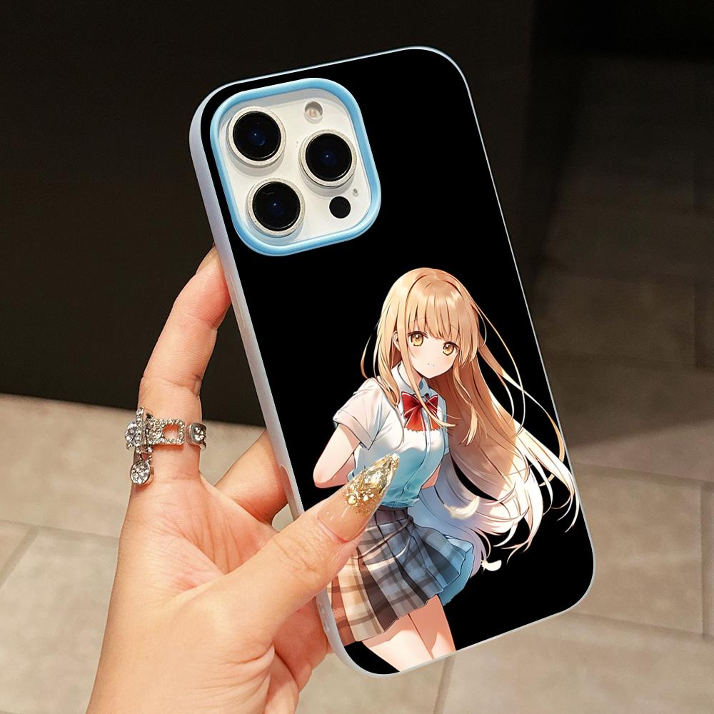 Angel Mahiru Shina Phone Case for iPhone 17 16 15 14 13 12 11 Air Pro Max Plus Jelly Double layer Light Blue Cover