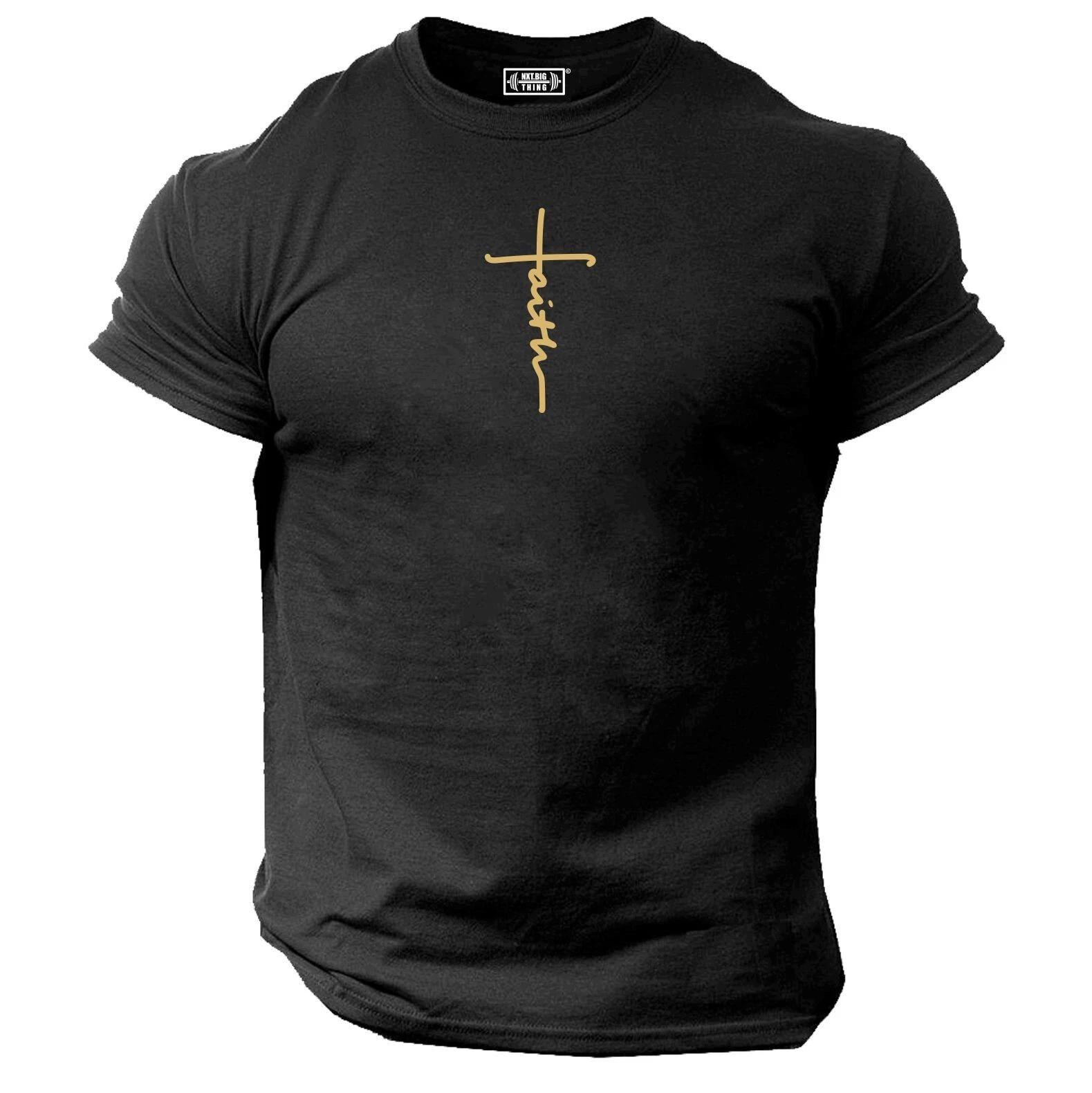 Faith T Shirt Gym Clothing Bodybuilding Training Workout Exercise Boxing MMA Top L