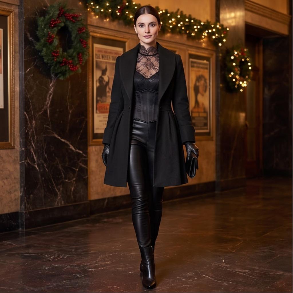 Women's Fall Winter Long Wool Pleated Coat with One Button Closure Outerwear