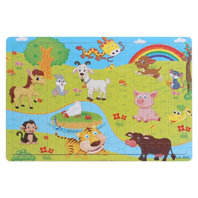 

Wooden 3-7 years old 200 pieces wooden puzzle, children s animal puzzle, educational early education cartoon flat puzzle toy