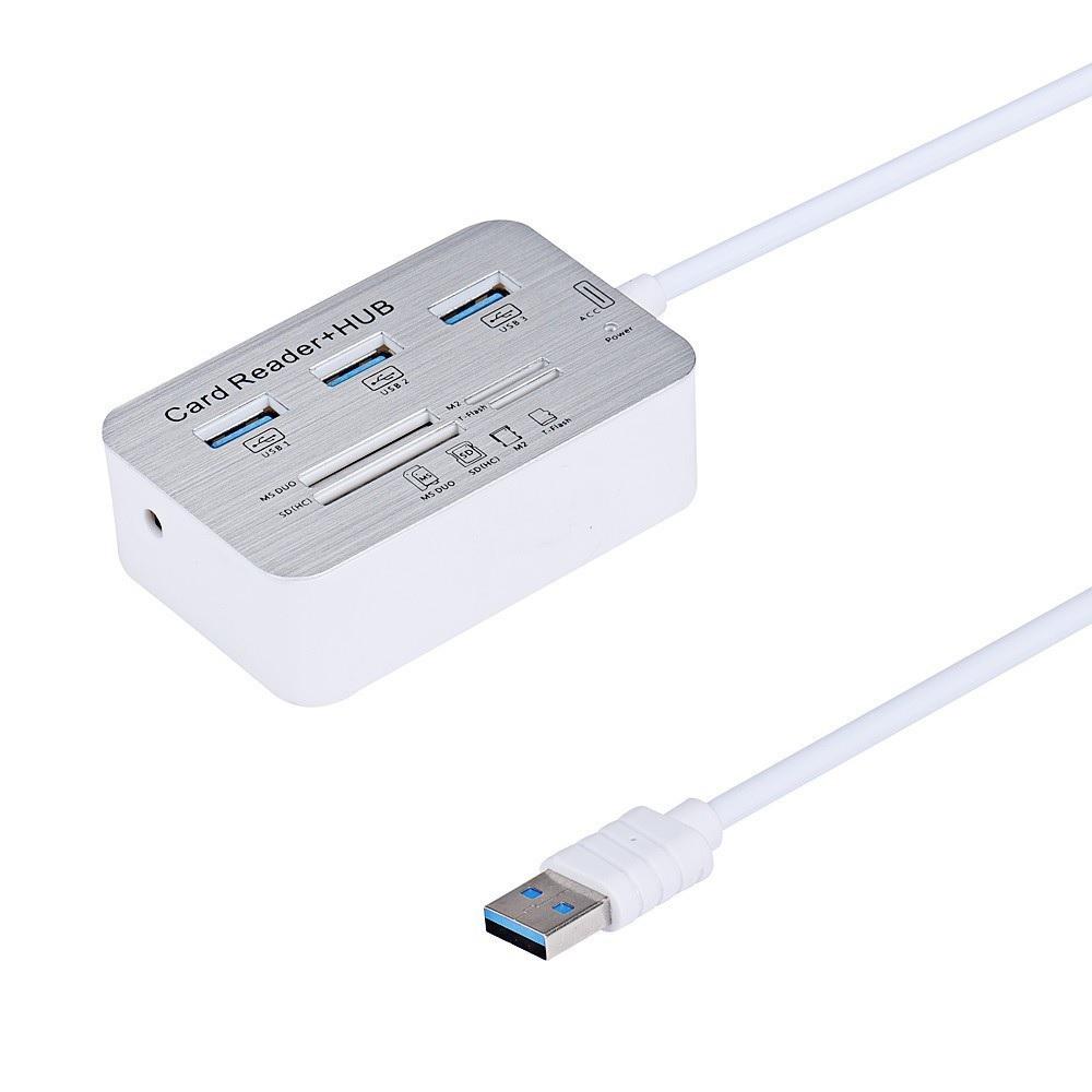 New Many-In-1 3 Ports USB 3.0 HUB MS SD M2 TF Memory Card Reader Adapter Box