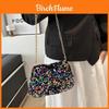 Schwarz-Weiß Glitzernde Achseltasche Damen 2024 Neu Frühling Nachtclub Kette Kleine Quadratische Tasche Street Fashion