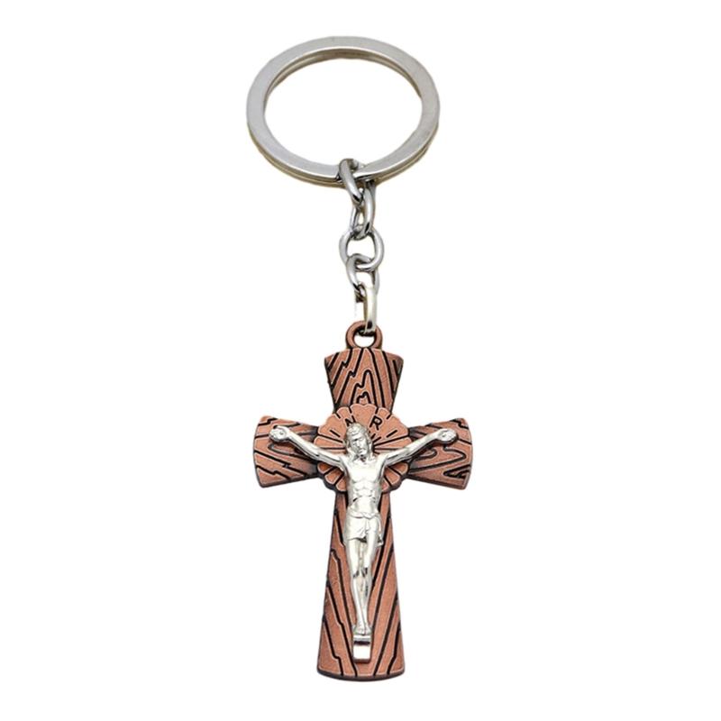 Cross Keychains Key Rings Religious KeyChains For DIY Car Hanging Simple Jewelry Handmade Gift