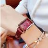 Ceas de mână pătrat pentru femei cu curea de piele și accente de diamant, Mic, Elegant, Rezistent la apă, Simplu, Business, Drăguț, Casual, Lux, Cadou, Ceas roșu