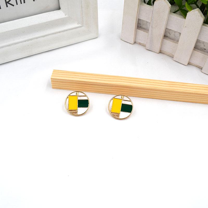 Trendy Geometric Drip Glaze Stud Earrings - Fashionable, Versatile, Simple Women's Design
