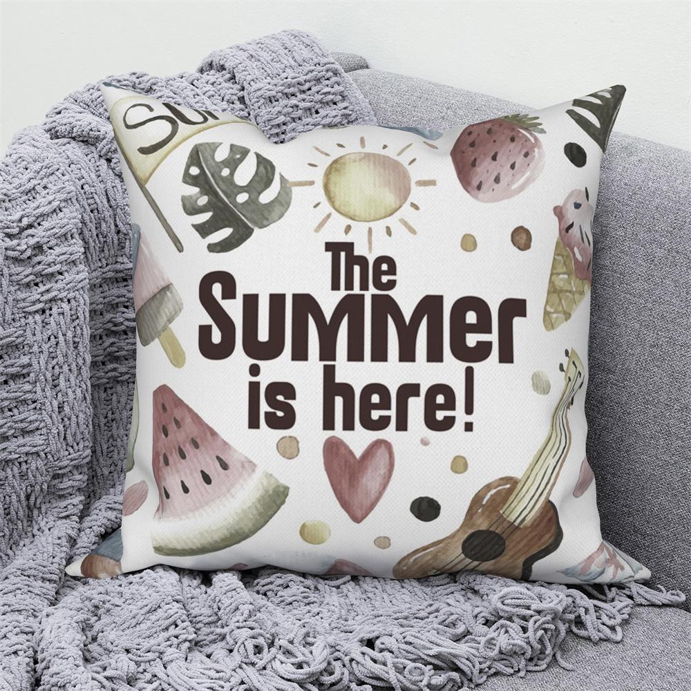 Home Sofa Office Cushion Pillowcase  Summer Vacation Alphabet Printed