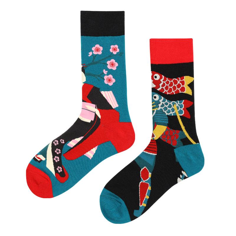 Mandarin Duck Men's and Women's Socks Original AB Trendy Socks Medium High Tube Socks Flower Fruit Animal Cartoon Cotton Socks