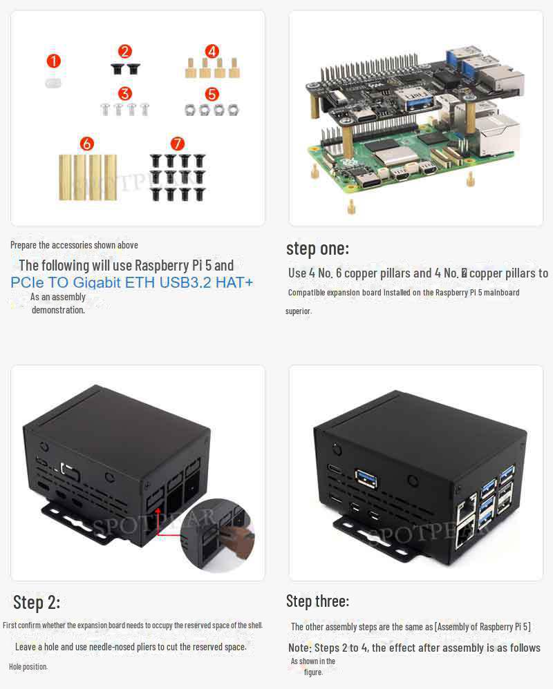 Industrial-Grade Metal Raspberry Pi 5 Case for Official Heat Sink, PCIe, PoE, and Modules