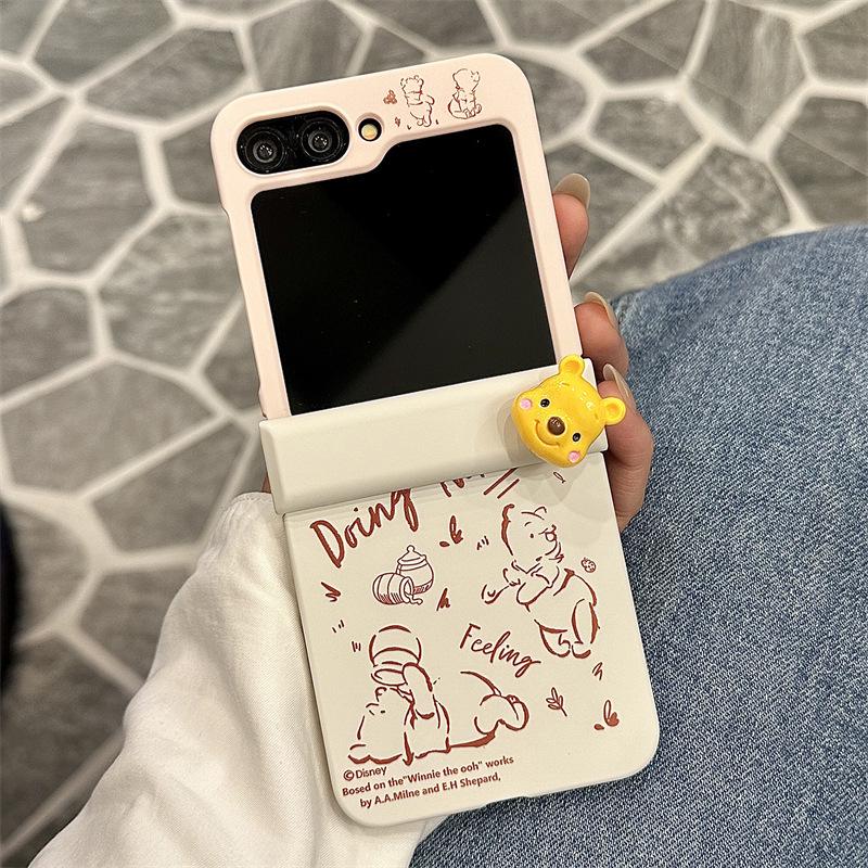 Korean Cartoon 9-Grid Phone Case for Samsung ZFlip6/Z5 with Color Block and Magnetic Stand