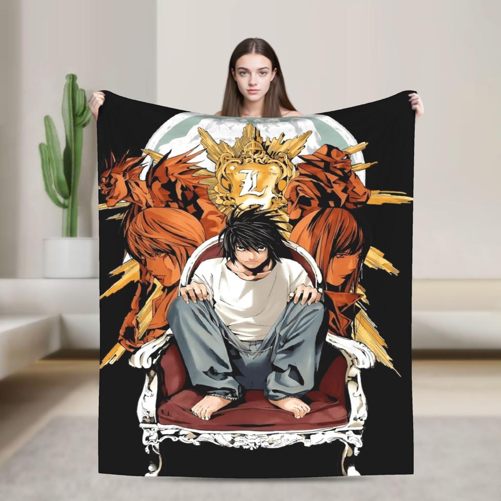 Death Note Manga Anime TV Show Poste Blanket Soft Street Trend Plush Throw Blanket For Bedroom Flannel Bedspread Bed Cover