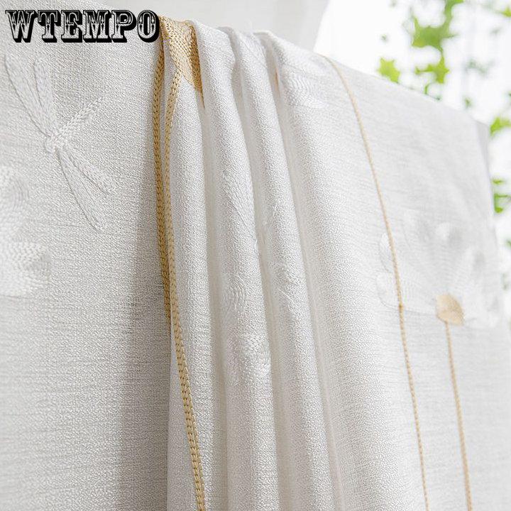WTEMPO 2PCS Semi Shading Window Screen Living Room Bedroom Balcony Finished Curtains Cheap Sun Protection Thickened White Gauze Curtains