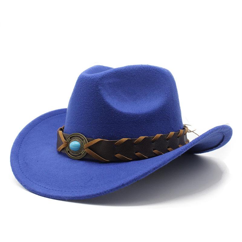 Cowboy Hat Tibetan Jazz Hat Western Cowboy Woolen Top Hat Felt Hat Retro Imitation Sheep Hat Cowboy Hat