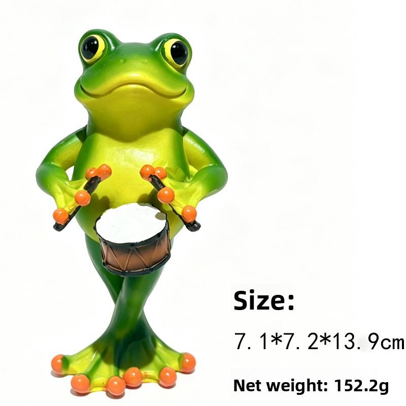 New Resin Frog Band Figurine - Creative Garden Decoration for The Courtyard - Cute Animal Handicraft