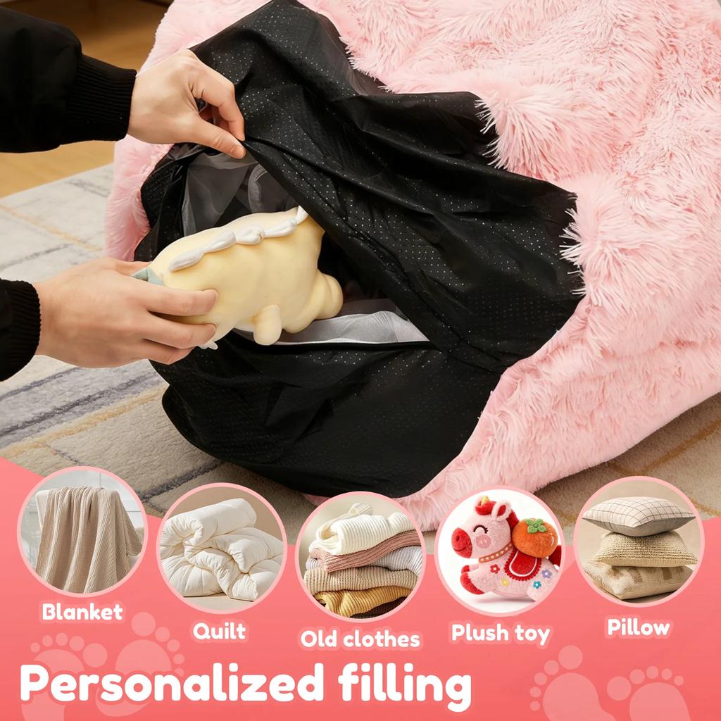 Plüsch-Sitzsackbezug Weich Bequem Plüschtiere Aufbewahrung Sitzsackbezug mit Griff Ohne Füllung Innen-Sitzsack-Sofa-Bezug