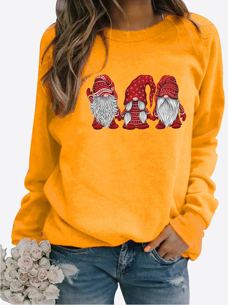 Women Winter Clothing Christmas Printed Casual Sweatshirt Long Sleeve Tops T-shirt Ladies Round Neck Pullover Sweater