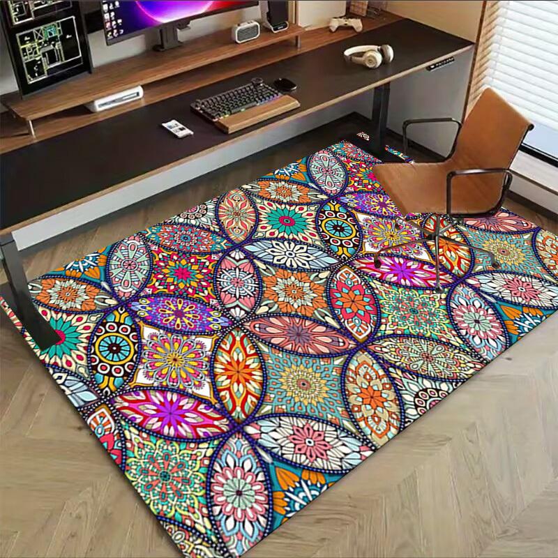 1PC Mandala Patterns Extra Large Non Slip Floor Carpet, Office, Family, Bedroom, Studio Large Area Rug Indoor Rugs, Vibrant Colors