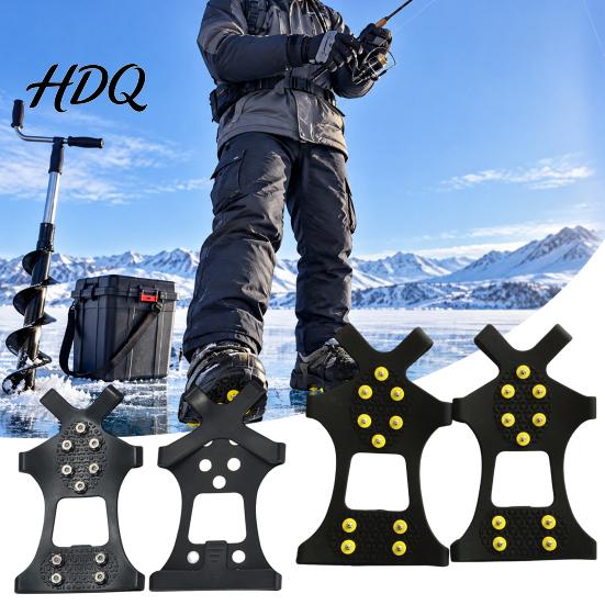 Lightweight Crampons 1 Pair Ice Cleats with 10 Studs Anti-slip Grips Snow Durable Traction Crampons Winter Walk for Outdoor Hiking Fishing Aid