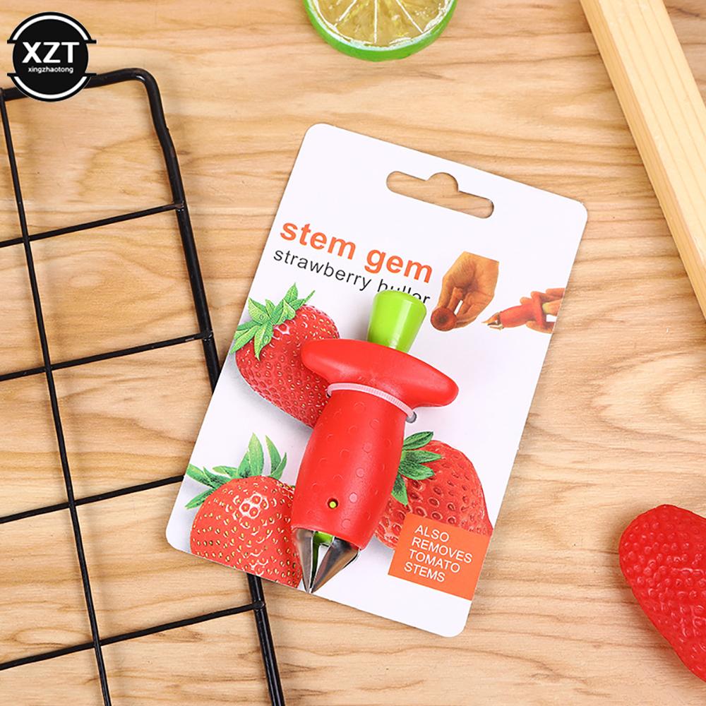 1pc Strawberry Core Removal Tool Metal Plastic Fruit Knife Stem Removal Small Tool Salad Cake Making Kitchen Accessories