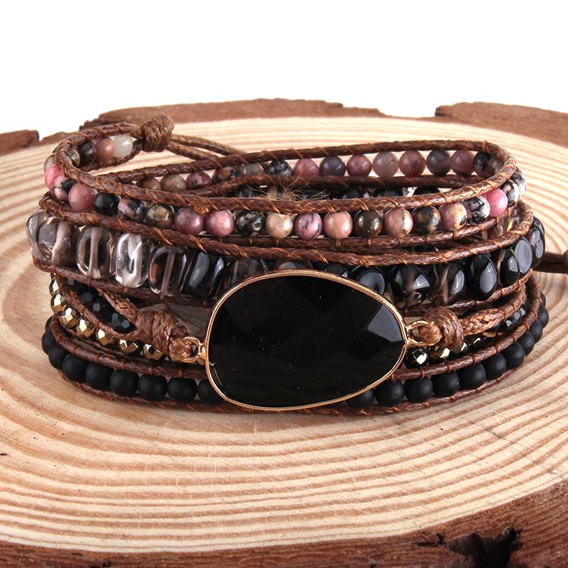 RH Mode Handma Böhmischen Schmuck Boho Armband Gemischt Natürliche Steine Charme 5 Stränge Wrap Armbänder Geschenk DropShipping