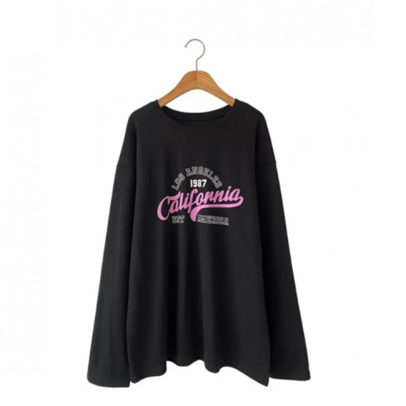 New Arrivals Open Run Women Loose FiT Long Sleeve T shirT Casual leTTering