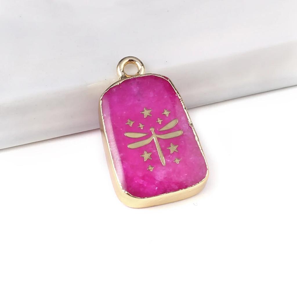 2Pcs Small Pendant Natrual Stone Rose Quartz/Malachite Cartoon Pendant For Jewelry Making DIY Earrings Bracelet Accessory