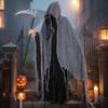 Halloween Hooded Cloak Adult Grim Reaper Cosplay Costume with Scythe Medieval Renaissance Wizard Cape for Haunted House Props
