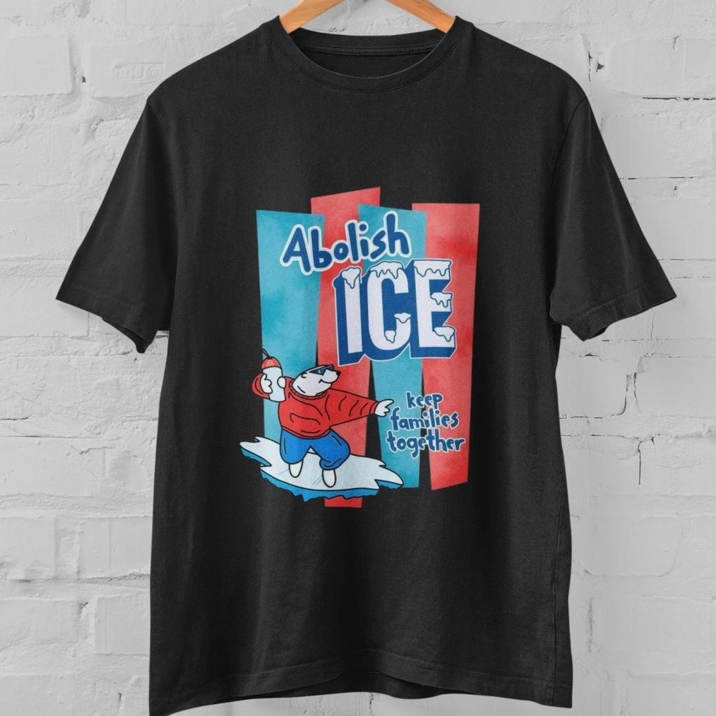 Abolish ICE Graphic T Shirt Protest Streetwear Political Unisex Tee Black White