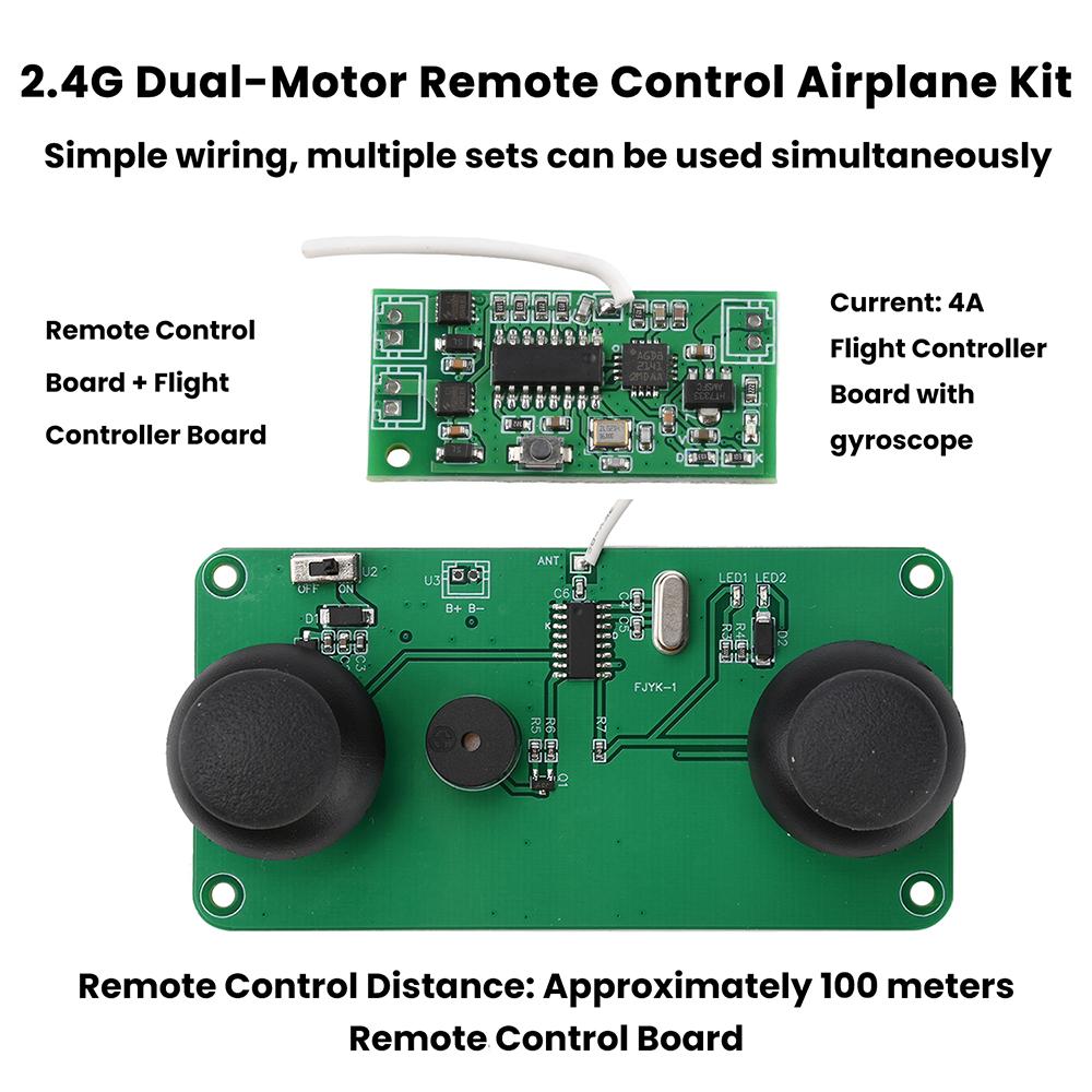 2.4G Dual Motor RC Airplane DIY Kit 3‑5V Differential Control Gyro Flight Control Board for Fixed Wing Glider Drone 100M Remote