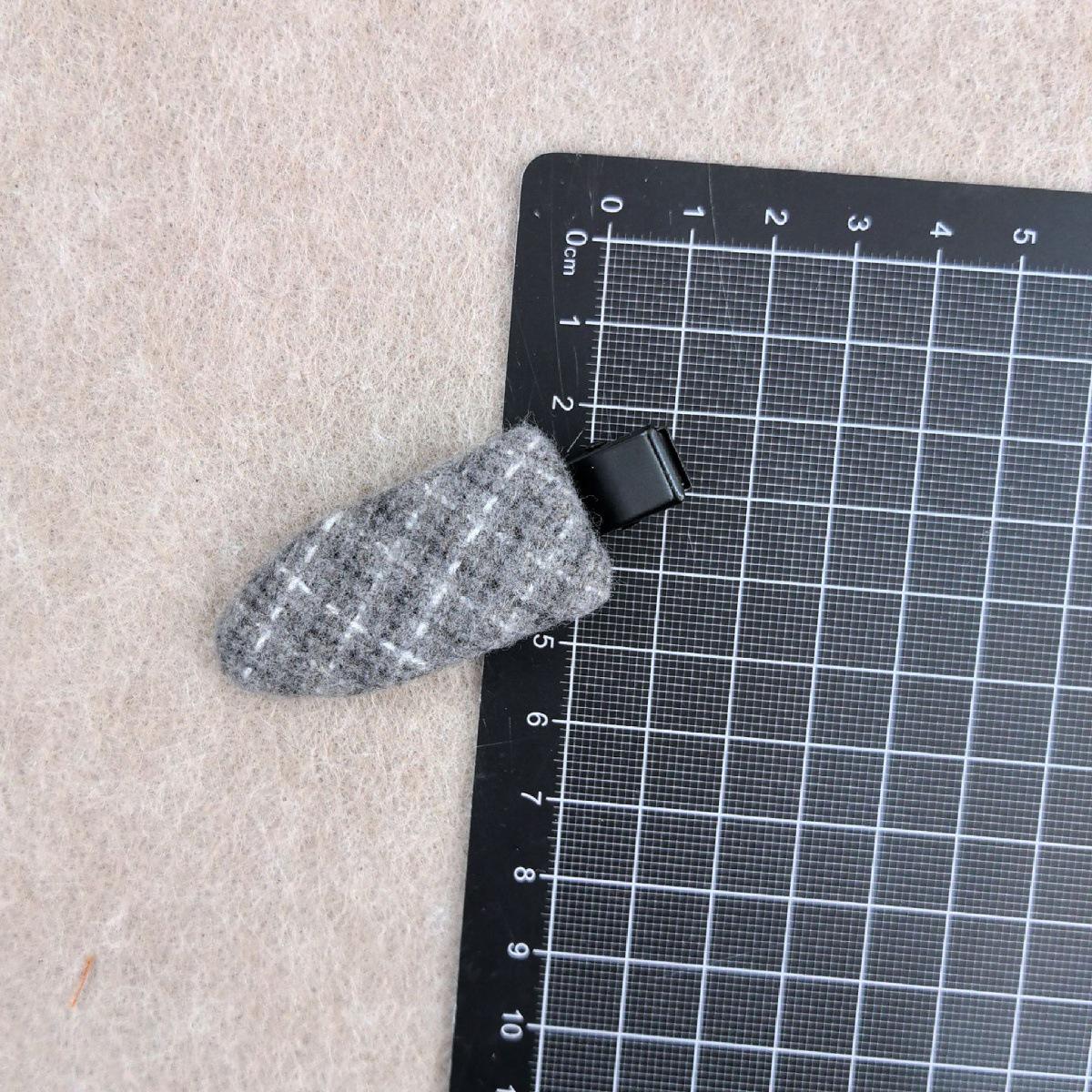 Korean Wool Plaid Hair Clip - Geometric Triangle for Bangs & Flyaways