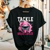 Tackle Football Breast Cancer Awareness Pink Ribbon TShirt Shirts for Women Vintage Classic Fashion Streetwear Cotton Tee Tops