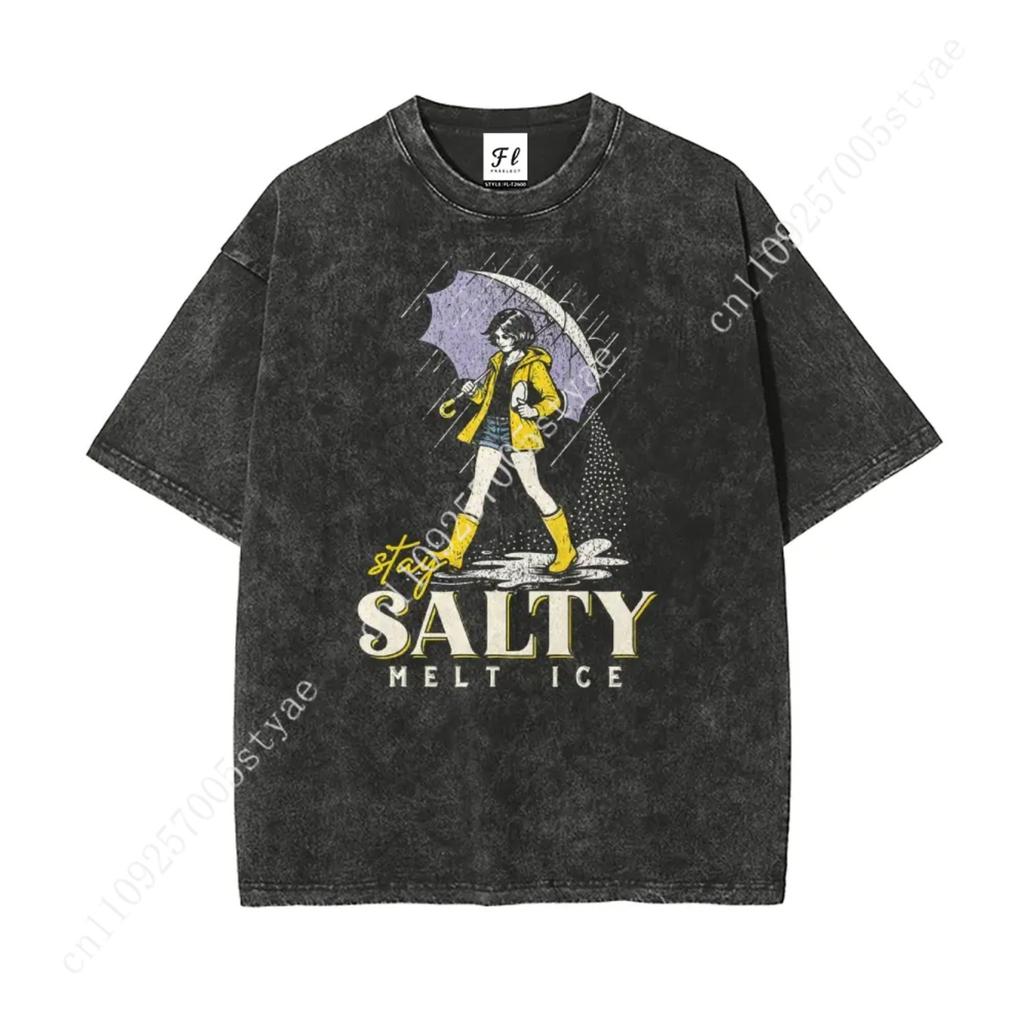 No Ice Shirt Stay Salty Melt Ice Pro Immigration Abolish Ice Shirt Anti Ice Political Shirt Oversize Unisex Washed Tshirt
