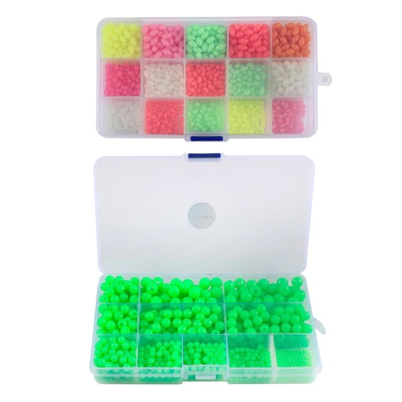 Hard Glow Eggs Beads Fishing Tackle Oval Round Shaped Fishing Beads for Baits Rig Punch Baits Rigging Beads