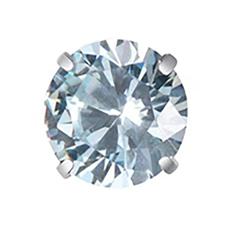 F136 Titanlegierung Steckerohrringe mit 5A Zirkonia, Vierzack-Rundfassung, Innengewinde Knorpel, Schalenboden Lippen- & Zungenpiercing-Ersatz.