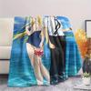 1PC Summer time Rendering Print Flannel Blanket, High quality All Seasons, Home Decor, Warmth and Comfort, Perfect for Christmas Gifts
