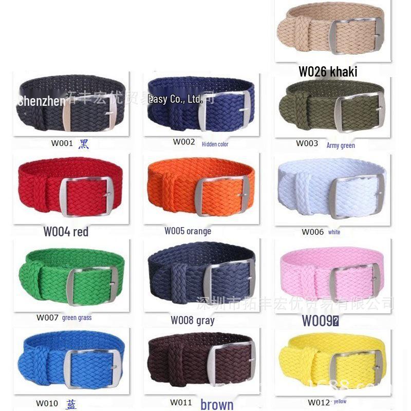 Pulseira de Relógio Impermeável de Malha Perlon Preta - 16mm Nylon Tecido para Crianças e Mulheres, Em Estoque