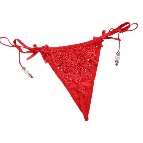 Briefs Sexy G-String Nylon Bowknot Dangle Bead Knickers for Everyday