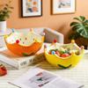 Ceramic Orange Fruit Bowl with Fork, Cute Dessert & Snack Bowl for Fruits and Treats