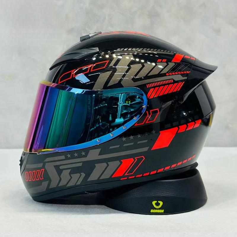 High-Definition Graphic Dynamic Dual R Full Face Motorcycle Helmet for Men Women City Commuting with Unique Artistic Designs