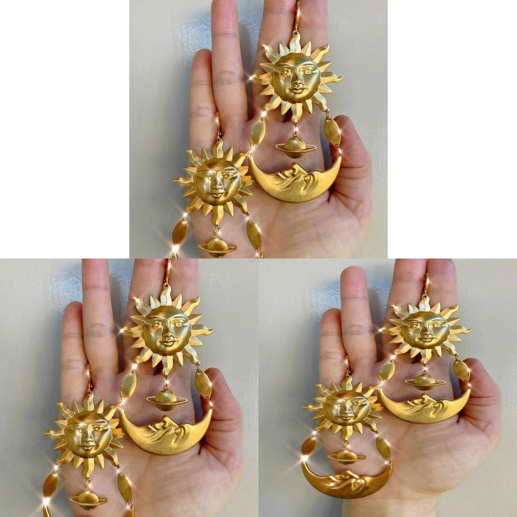 Legierung Ohrringe Sonne Mond mit Blumenmuster für Damen im Herbst