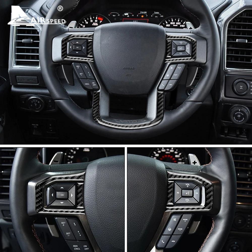 Carbon Fiber Steering Wheel Button Cover Trim for Ford F150 2015-2019 Interior Accessories