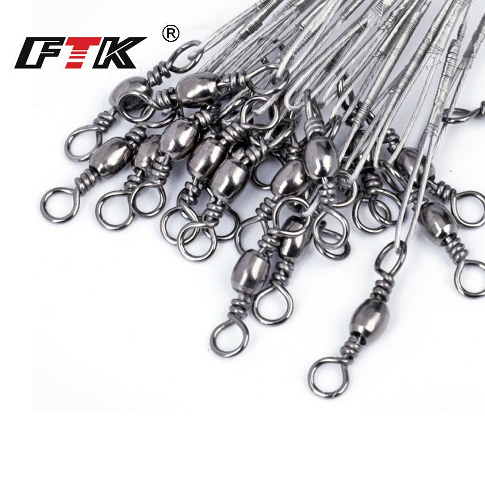 5/10pcs 15/20/25cm Anti-bite Steel Wire Leader Leashes For Fishing 50LB With Swivel Fishing Lure Accessories Pike Bass
