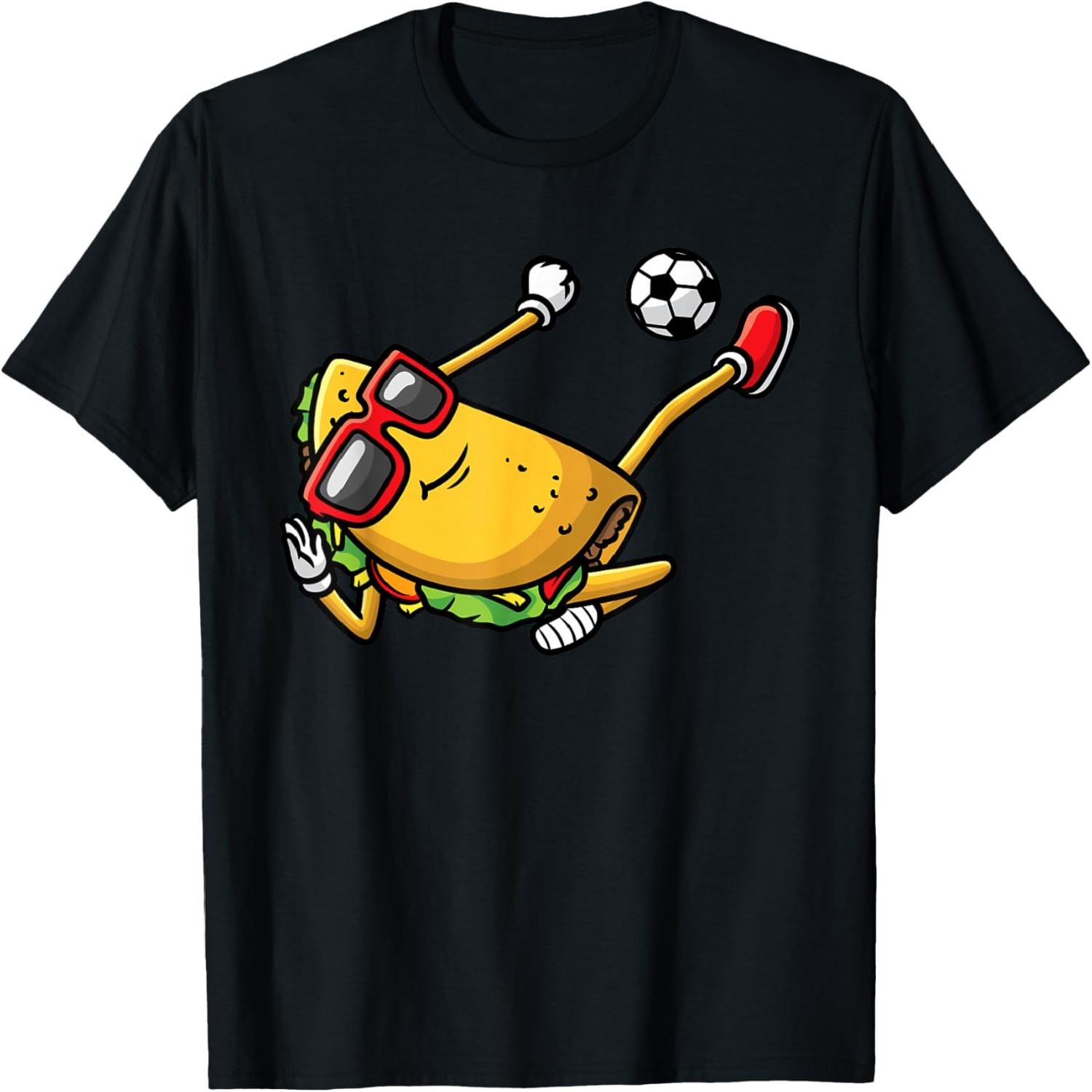 Taco Playing Soccer Mexican Cinco De Mayo Kids Men T-Shirt S