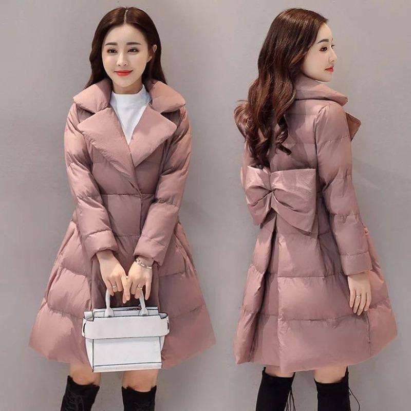 

Women s medium and long cotton-padded clothes, new loose A-shaped skirt, waist down cotton-padded clothes, cotton-padded jackets, winter coats. S рожевий