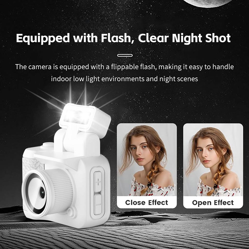 Mini Digital Camera Keychina Camera 1080P HD Video Recorder 1.44" Display Screen Micro Camera Flippable Flash Muliple Filers