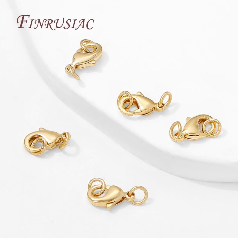14K Gold Plated Lobster Clasp,Bracelets Clasps with Extension Chains DIY Jewelry Making Supplies,Locks For Jewelry Connectors