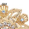 Shirts Jewelry Retro Rhinstone Flower Brooch for Women, Golden Plated Alloy Floral Women Outfit Accessories Lapel Pin, Clothing Wedding Party