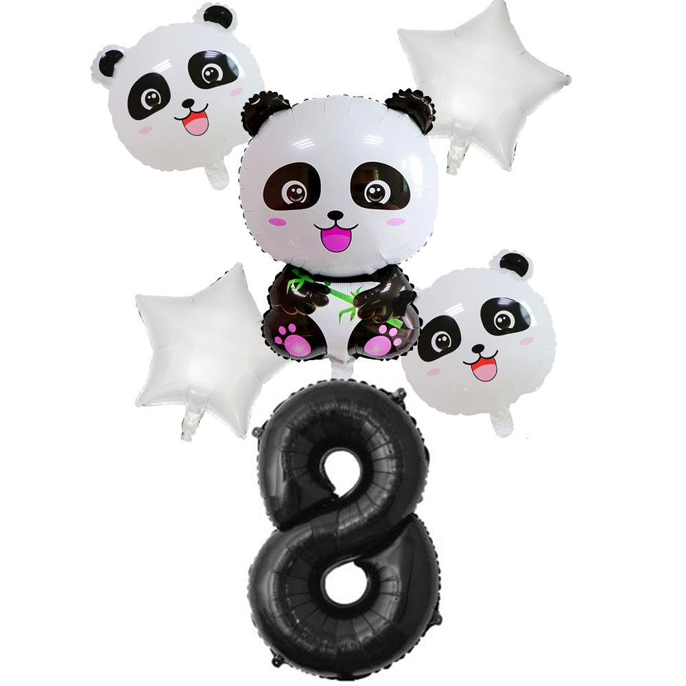 Xiaohongshu Panda Balloon Cute Panda 1-10 Birthday Party Decoration Arrangement Aluminum Film Balloon
