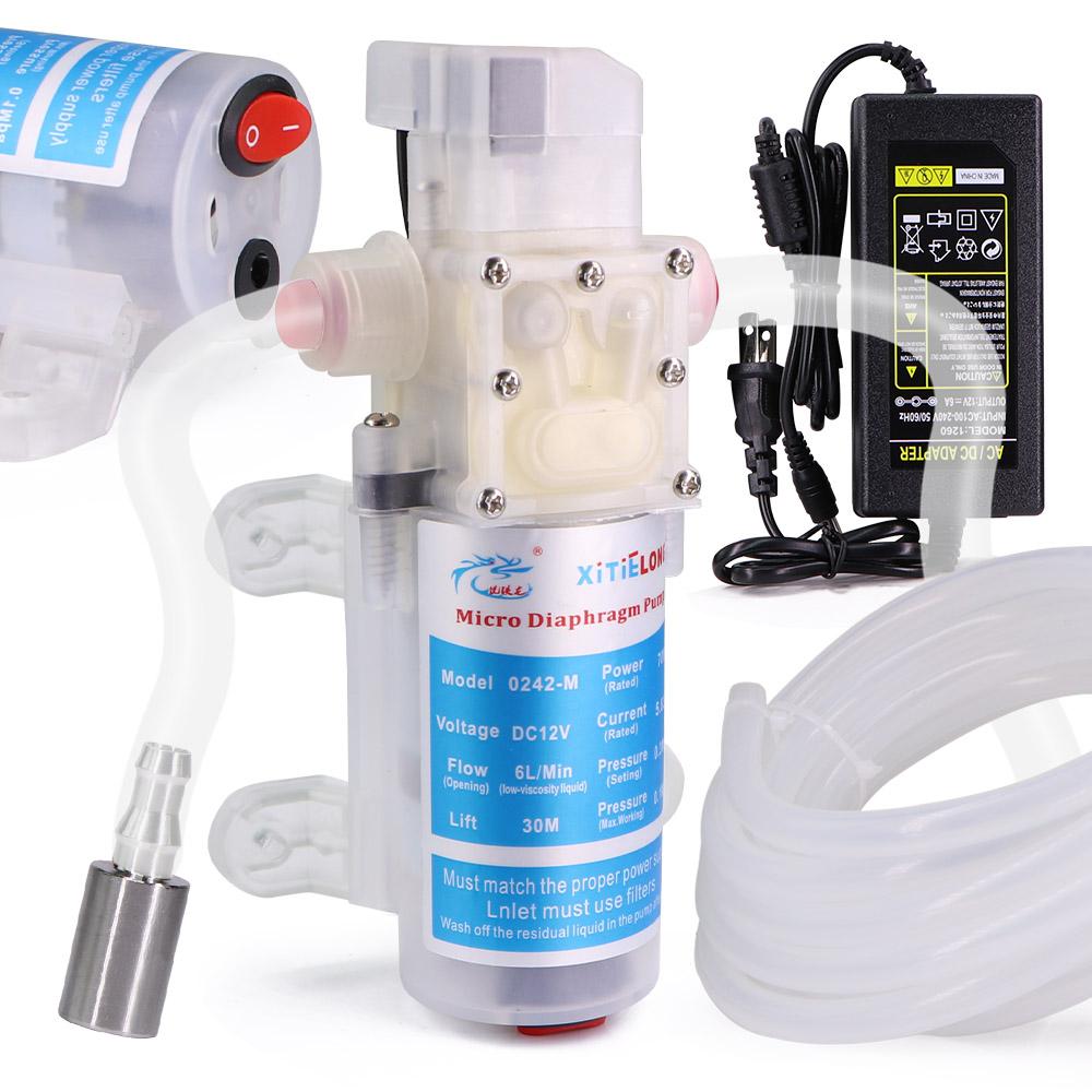 70W Food Grade Diaphragm Water Pump Kit 110-240V Power Supply Hygienic Silicone Hose Self-priming Pump w/ Switch for