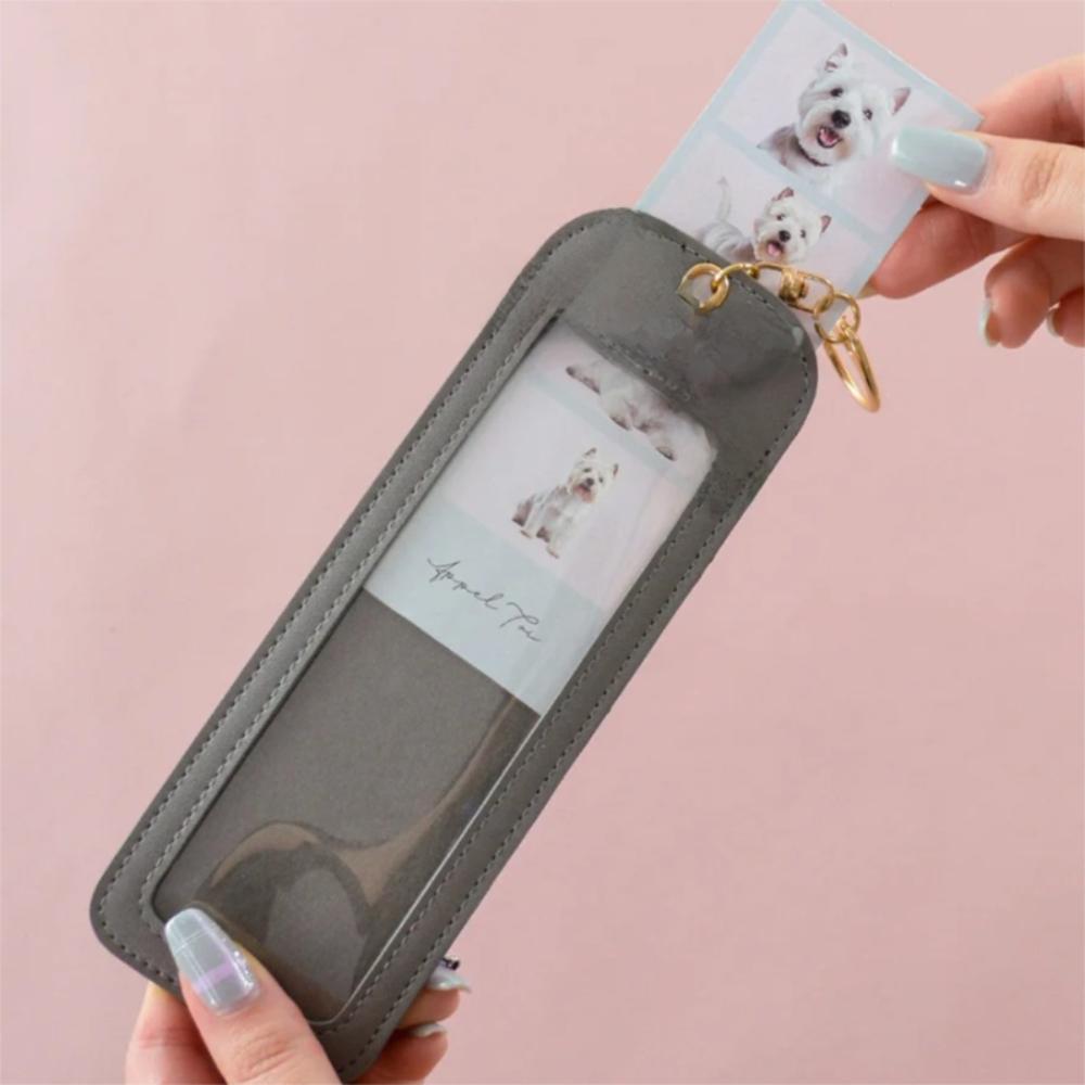 

PU Leather Pet Photo Keychain Korean Style DIY Photo Clip Creative PU Leather Keychain DIY Craft серый