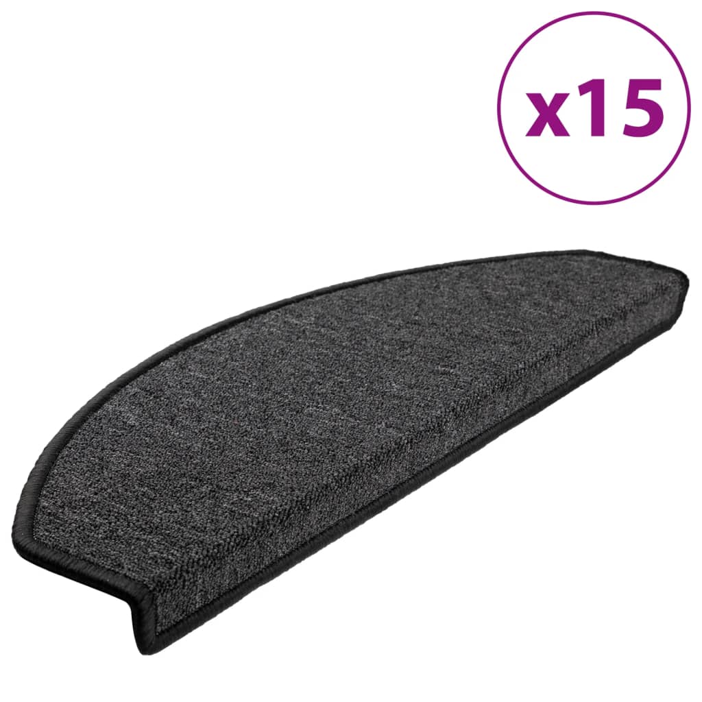 Vidaxl Maty Na Schody 15 Szt. 65X24X4 Cm Antracytowe Półokrągłe Duże